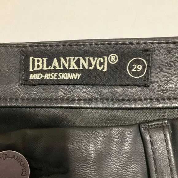 Blank NYC Midrise Skinny Faux Leather Pants, Size 29/6-8. Black - Picture 6 of 7